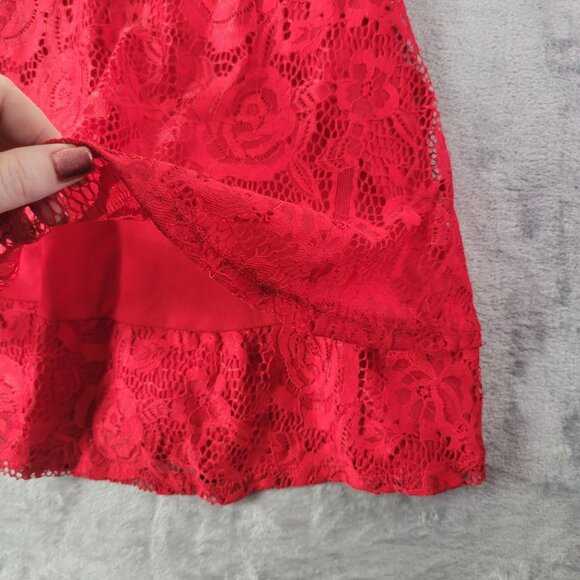 Speechless Juniors Red Lace Dress XS Fit & Flare Layered‎ Skater Whimsical Party - Picture 4 of 11